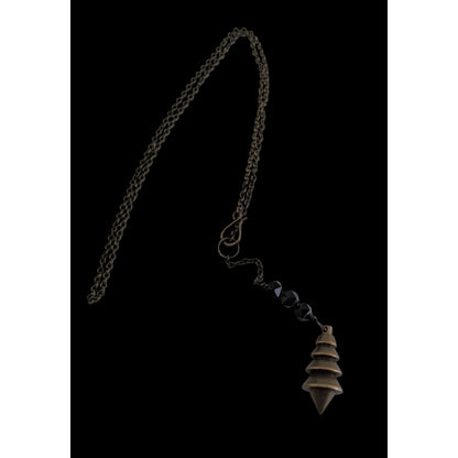 Vintage Brutalist Lariat Metal Black Brass Tone Pendulum Necklace 16 Inch