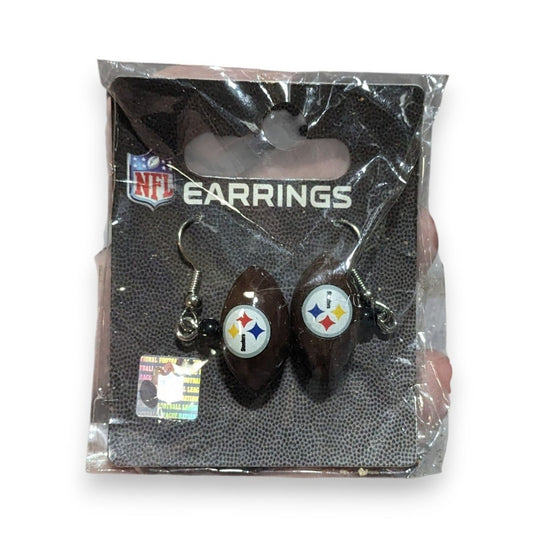 NFL Pittsburgh Steelers Sports Acrylic Brown Football Earrings NWT