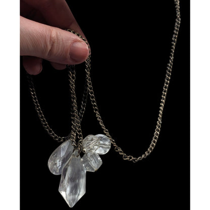 Y2K AEO Clear Gem Cluster Necklace With Silver Tone Chain