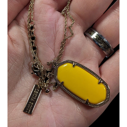 Kendra Scott Preppy Yellow And Gold Tone Pendant Necklace