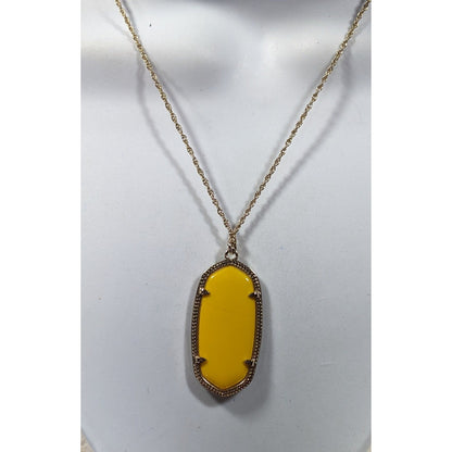Kendra Scott Preppy Yellow And Gold Tone Pendant Necklace