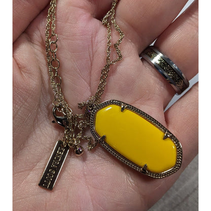 Kendra Scott Preppy Yellow And Gold Tone Pendant Necklace