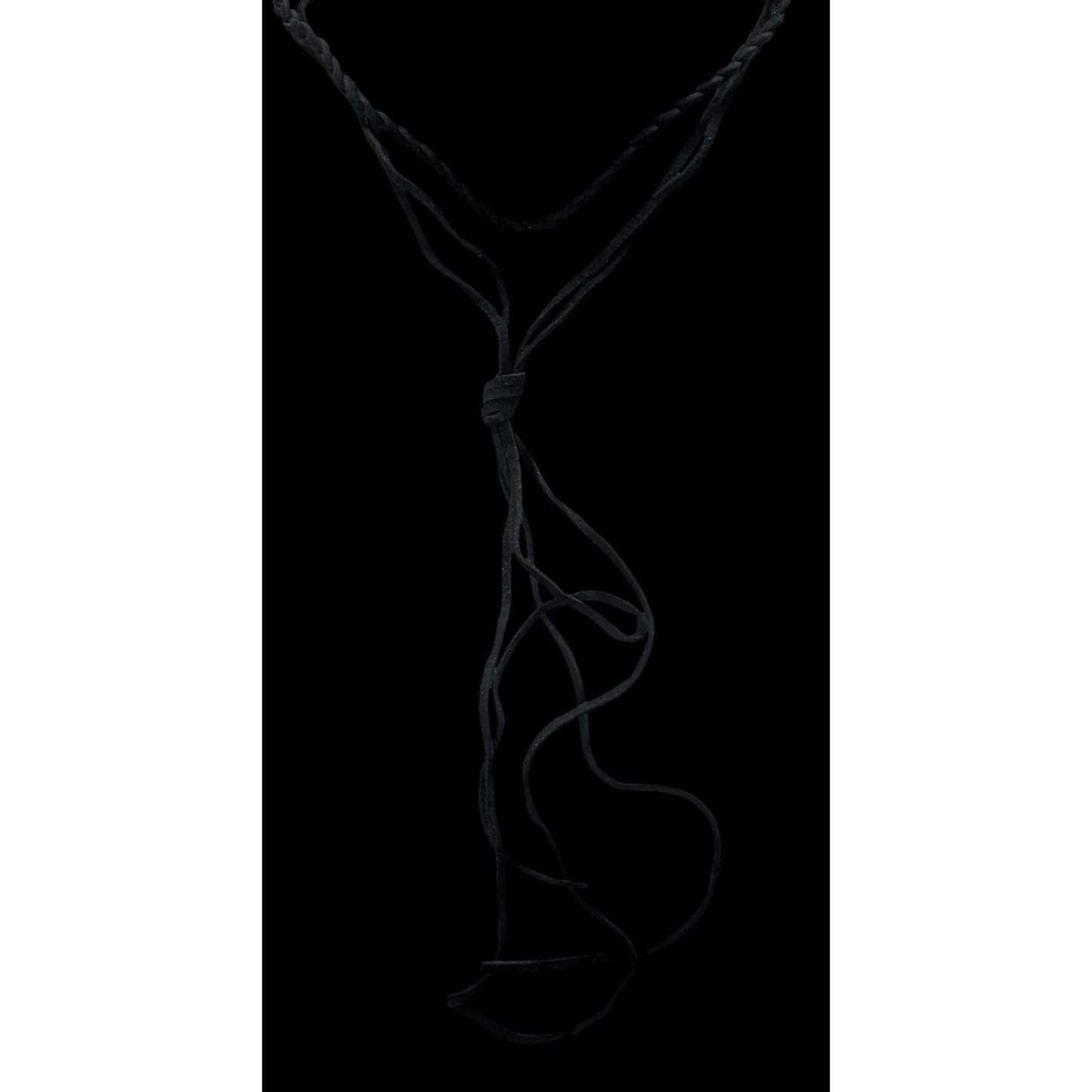 Gothic Festival Black Braided Faux Suede Choker Necklace With Fringe