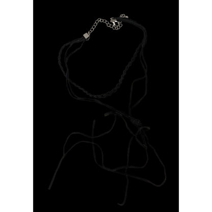 Gothic Festival Black Braided Faux Suede Choker Necklace With Fringe