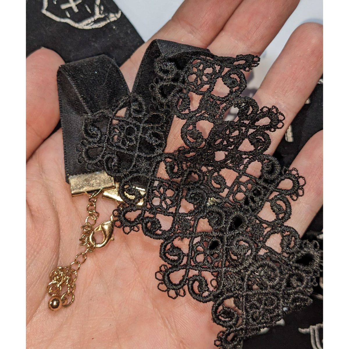 Gothic Vampire Black Lace Choker Necklace Victorian Romantic Lolita 13 Inch