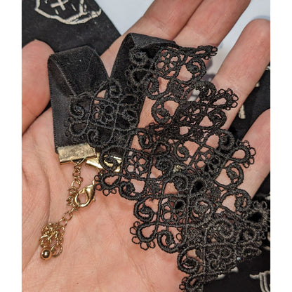 Gothic Vampire Black Lace Choker Necklace Victorian Romantic Lolita 13 Inch
