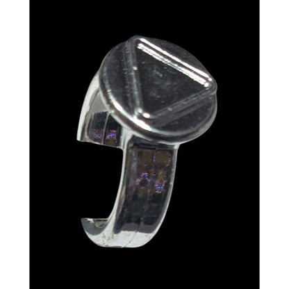 Casual Plastic Metallic Silver Tone Triangle Embossed Ring Size 2 3/4