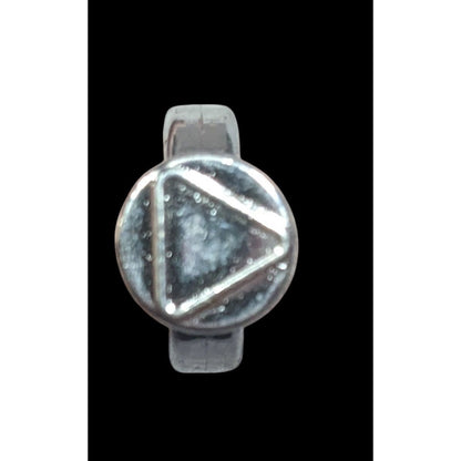 Casual Plastic Metallic Silver Tone Triangle Embossed Ring Size 2 3/4