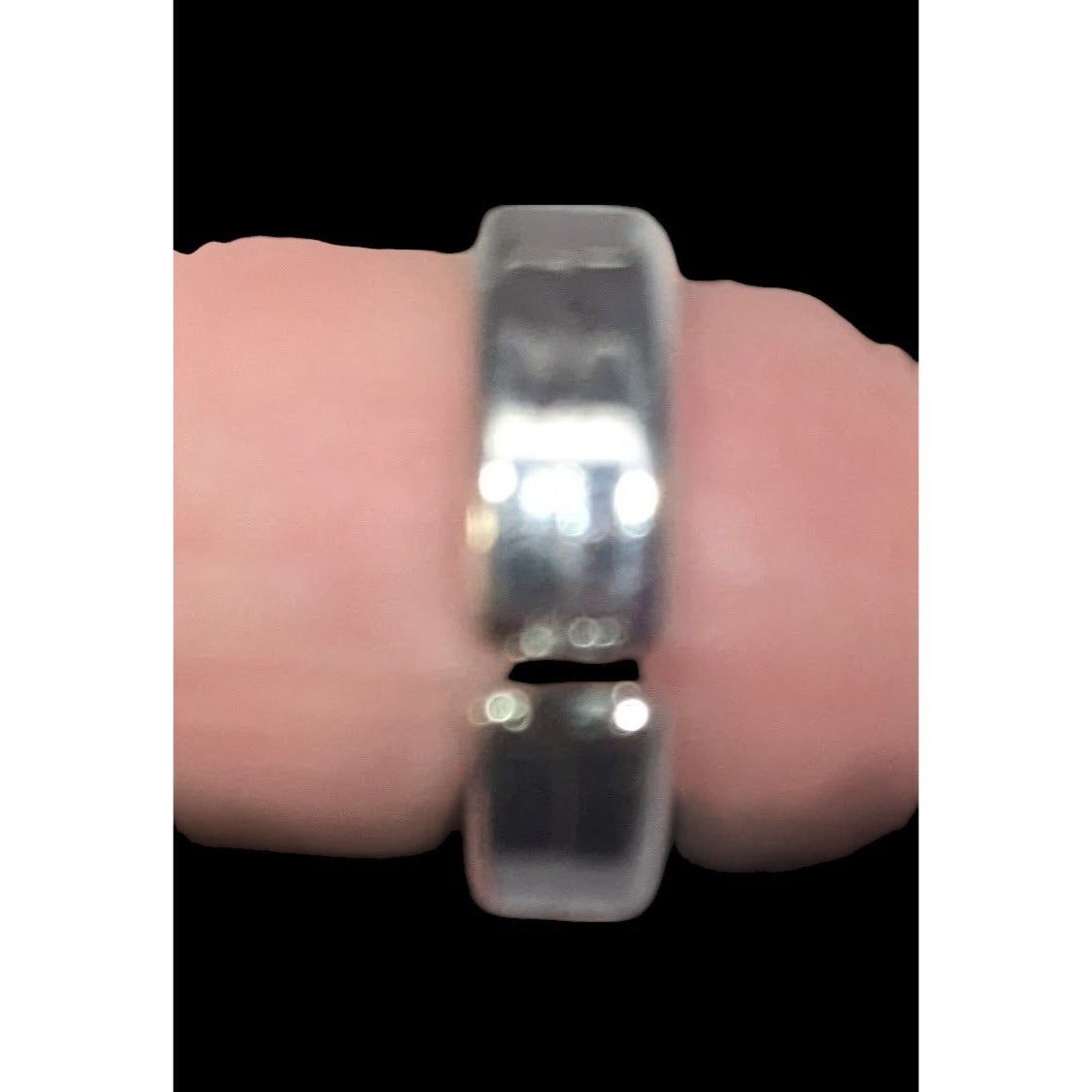 Casual Plastic Metallic Silver Tone Triangle Embossed Ring Size 2 3/4