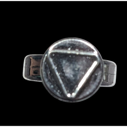 Casual Plastic Metallic Silver Tone Triangle Embossed Ring Size 2 3/4