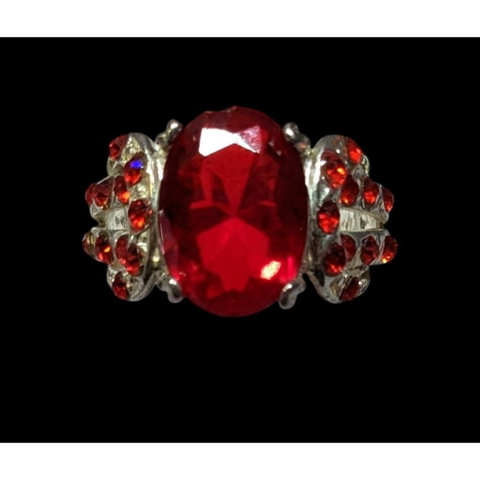 Vampire Blood Buckle Accent Red And Silver Tone Ring Marked 925