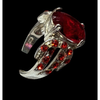 Vampire Blood Buckle Accent Red And Silver Tone Ring Marked 925