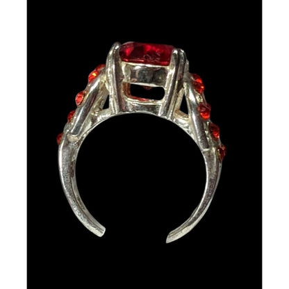 Vampire Blood Buckle Accent Red And Silver Tone Ring Marked 925