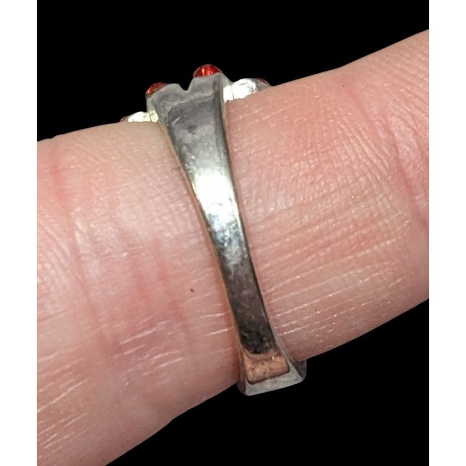 Vampire Blood Buckle Accent Red And Silver Tone Ring Marked 925