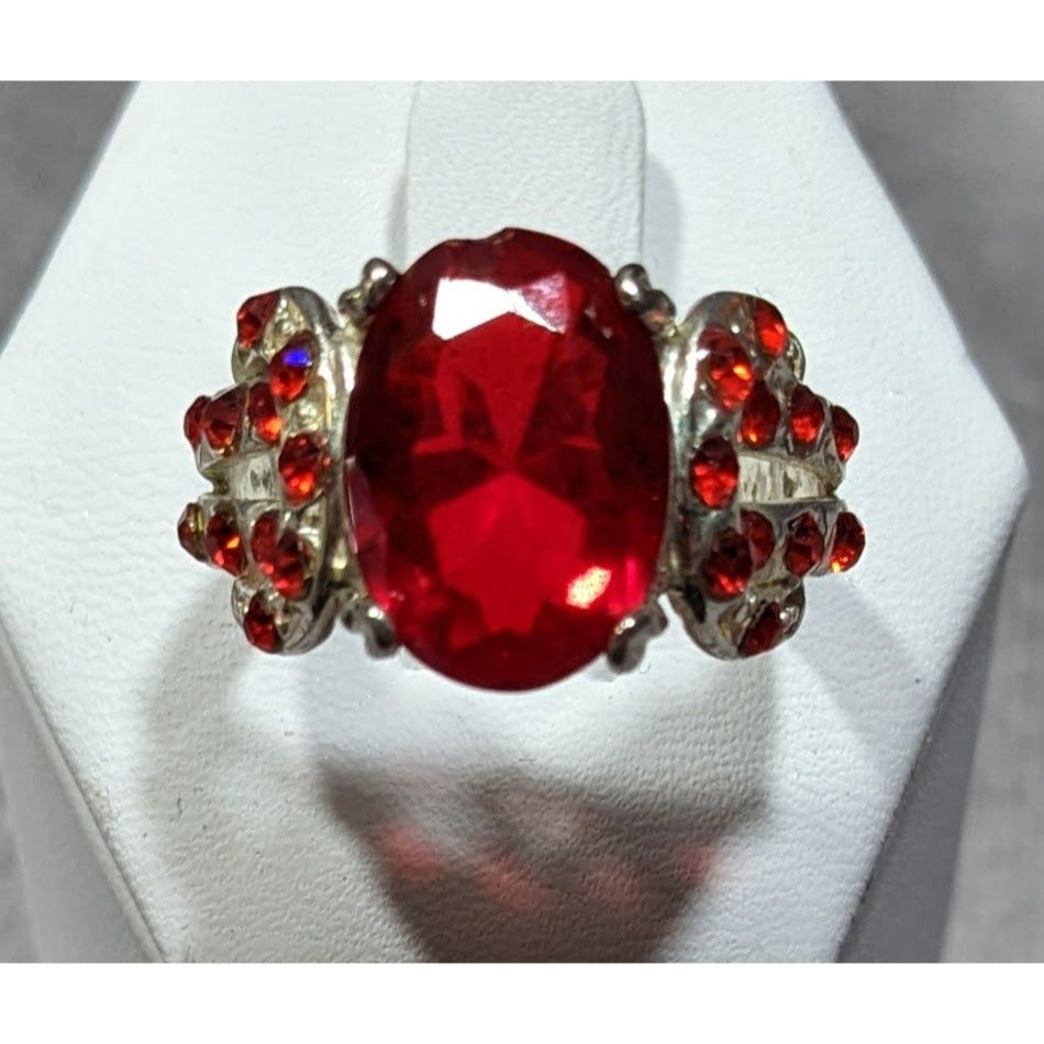 Vampire Blood Buckle Accent Red And Silver Tone Ring Marked 925