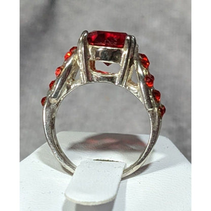 Vampire Blood Buckle Accent Red And Silver Tone Ring Marked 925
