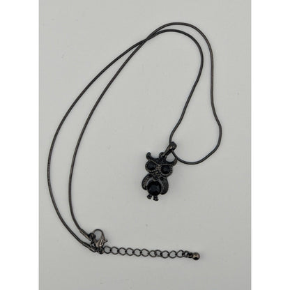 Witchy Whimsigoth Black Owl Pendant Necklace