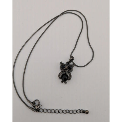 Witchy Whimsigoth Black Owl Pendant Necklace