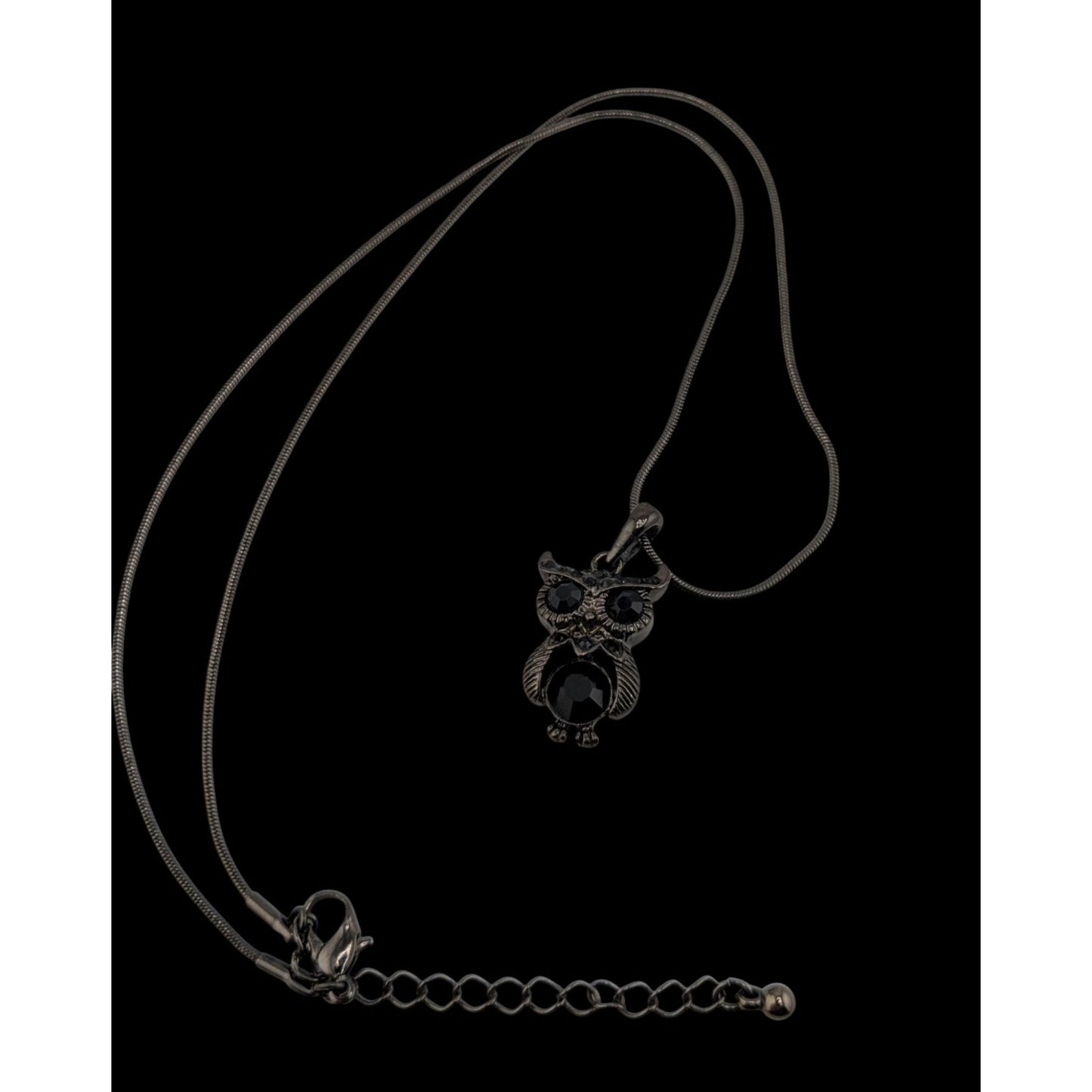 Witchy Whimsigoth Black Owl Pendant Necklace