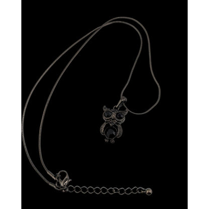 Witchy Whimsigoth Black Owl Pendant Necklace