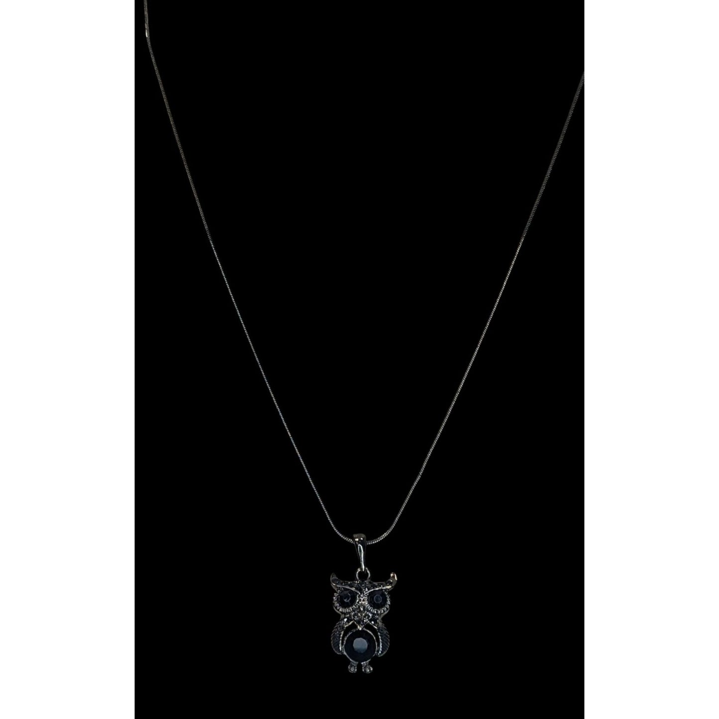 Witchy Whimsigoth Black Owl Pendant Necklace