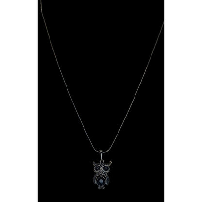Witchy Whimsigoth Black Owl Pendant Necklace