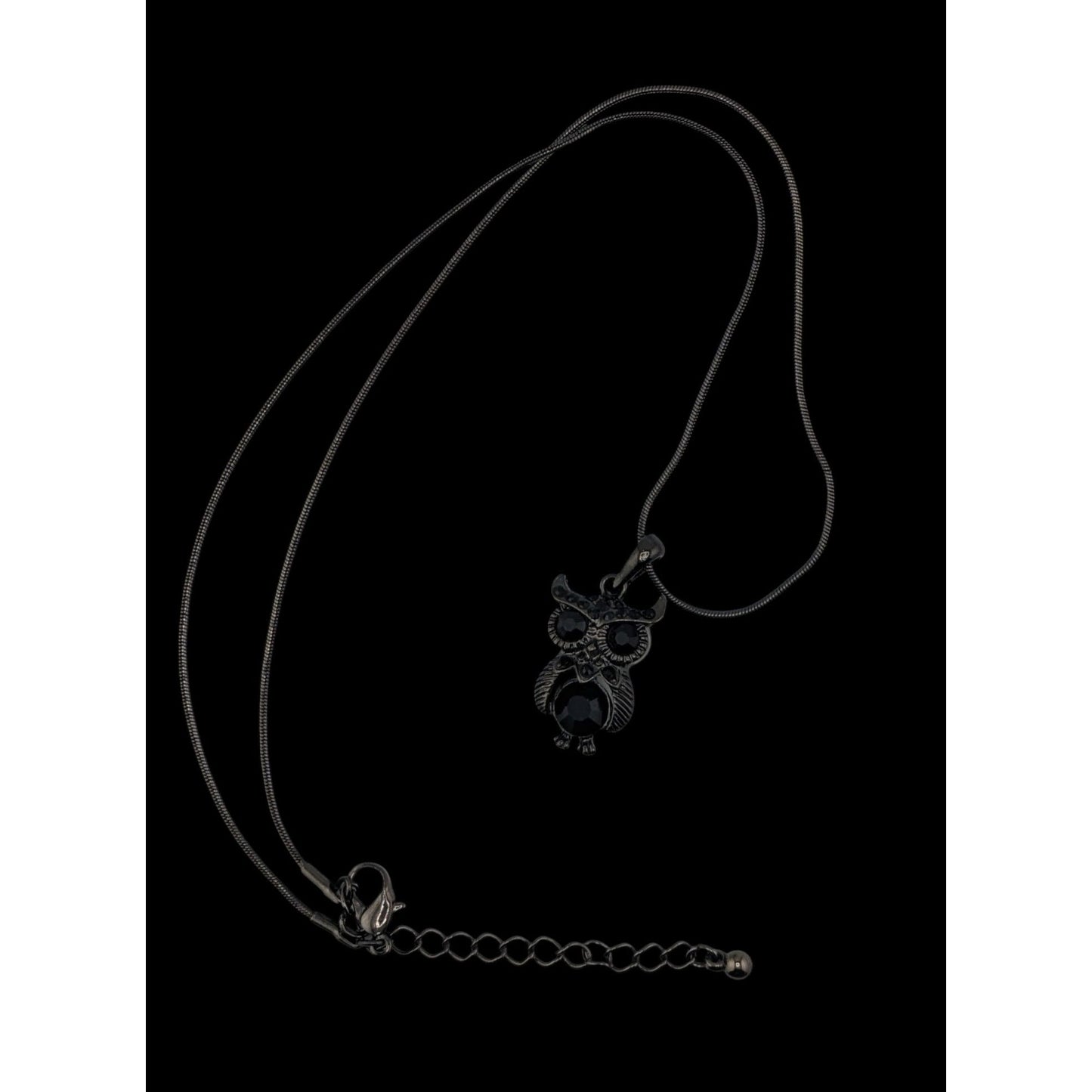 Witchy Whimsigoth Black Owl Pendant Necklace