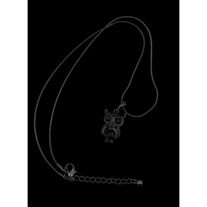 Witchy Whimsigoth Black Owl Pendant Necklace