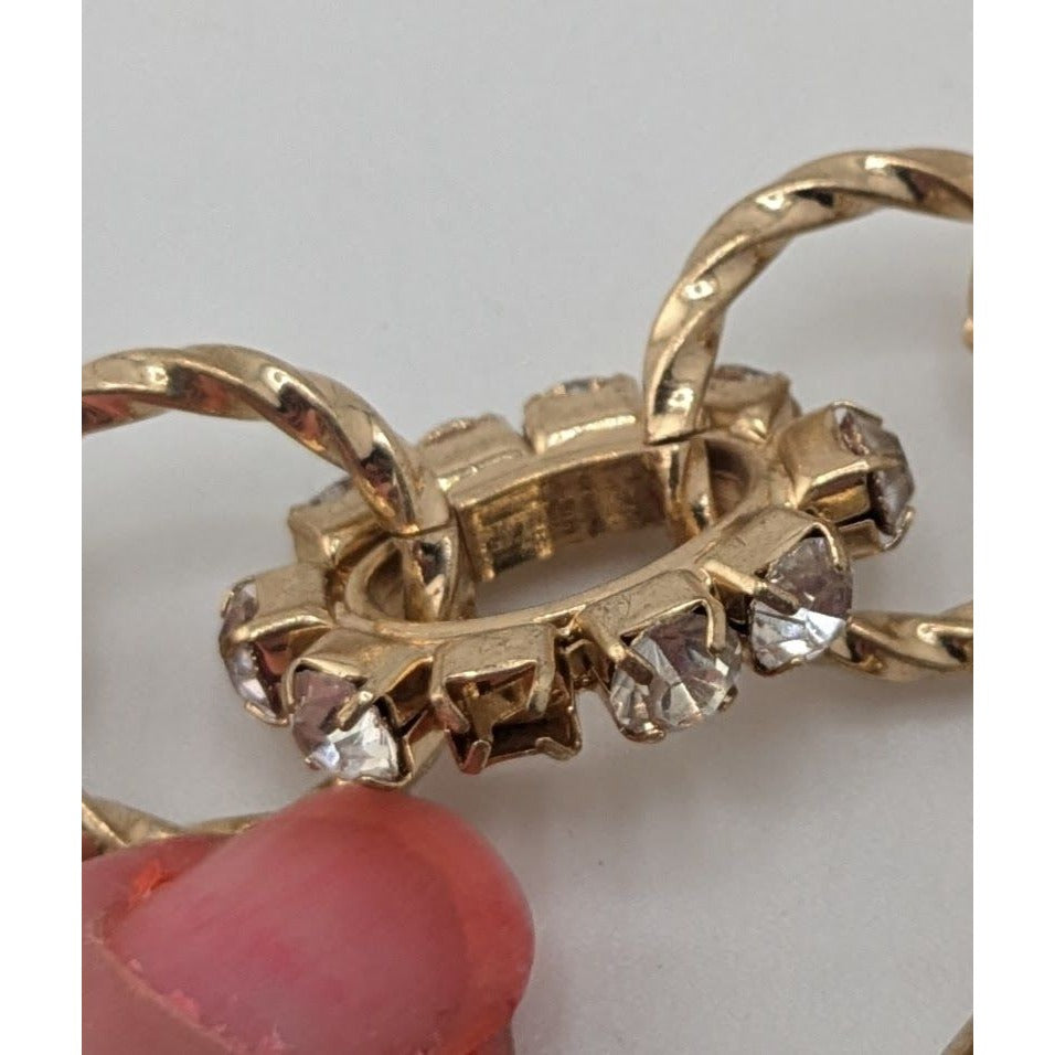Glam Vintage Traci Lynn Layered Gold Tone Rhinestone Statement Chain Necklace