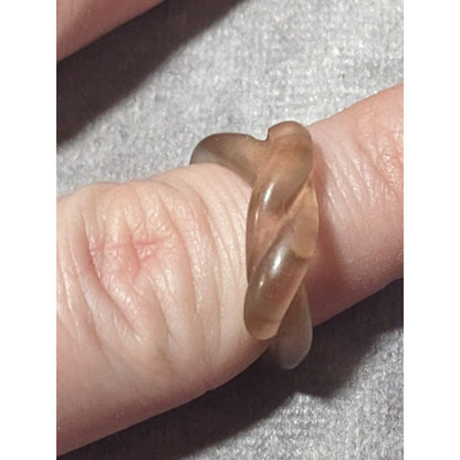 Translucent Tan Knotted Fashion Ring Size 6 1/2