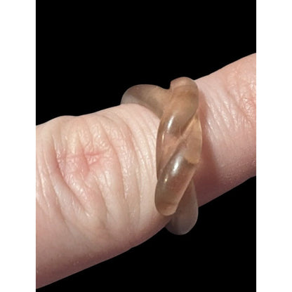 Translucent Tan Knotted Fashion Ring Size 6 1/2