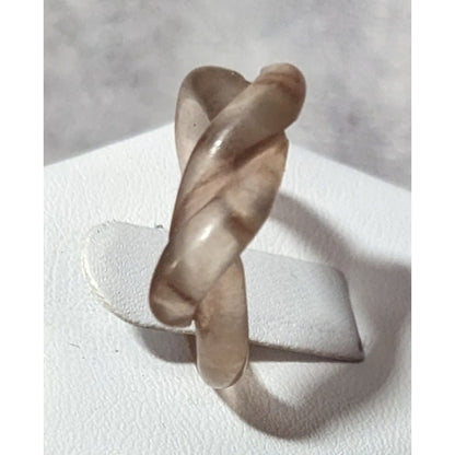 Translucent Tan Knotted Fashion Ring Size 6 1/2