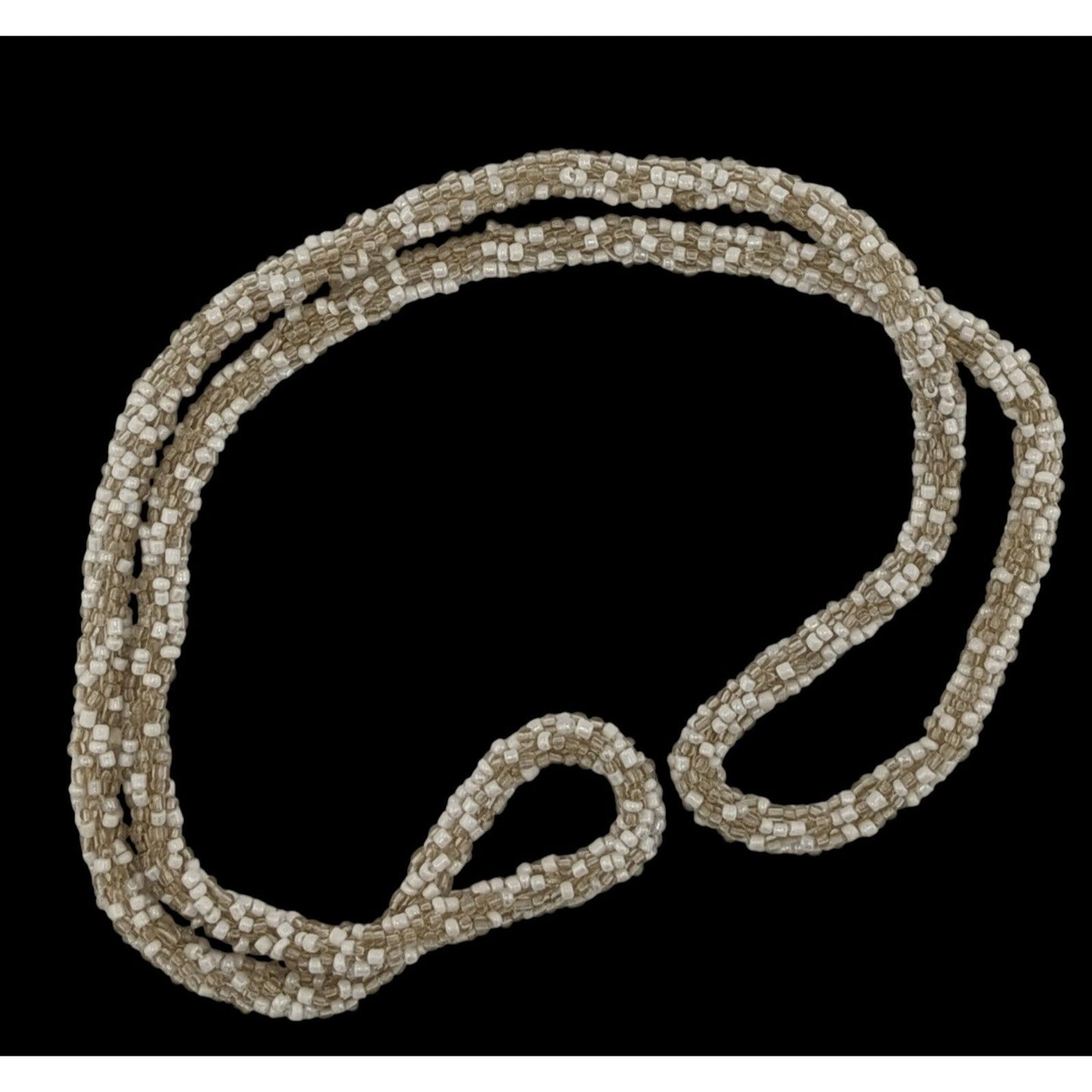 Clear And White Glass Beaded Rope Necklace