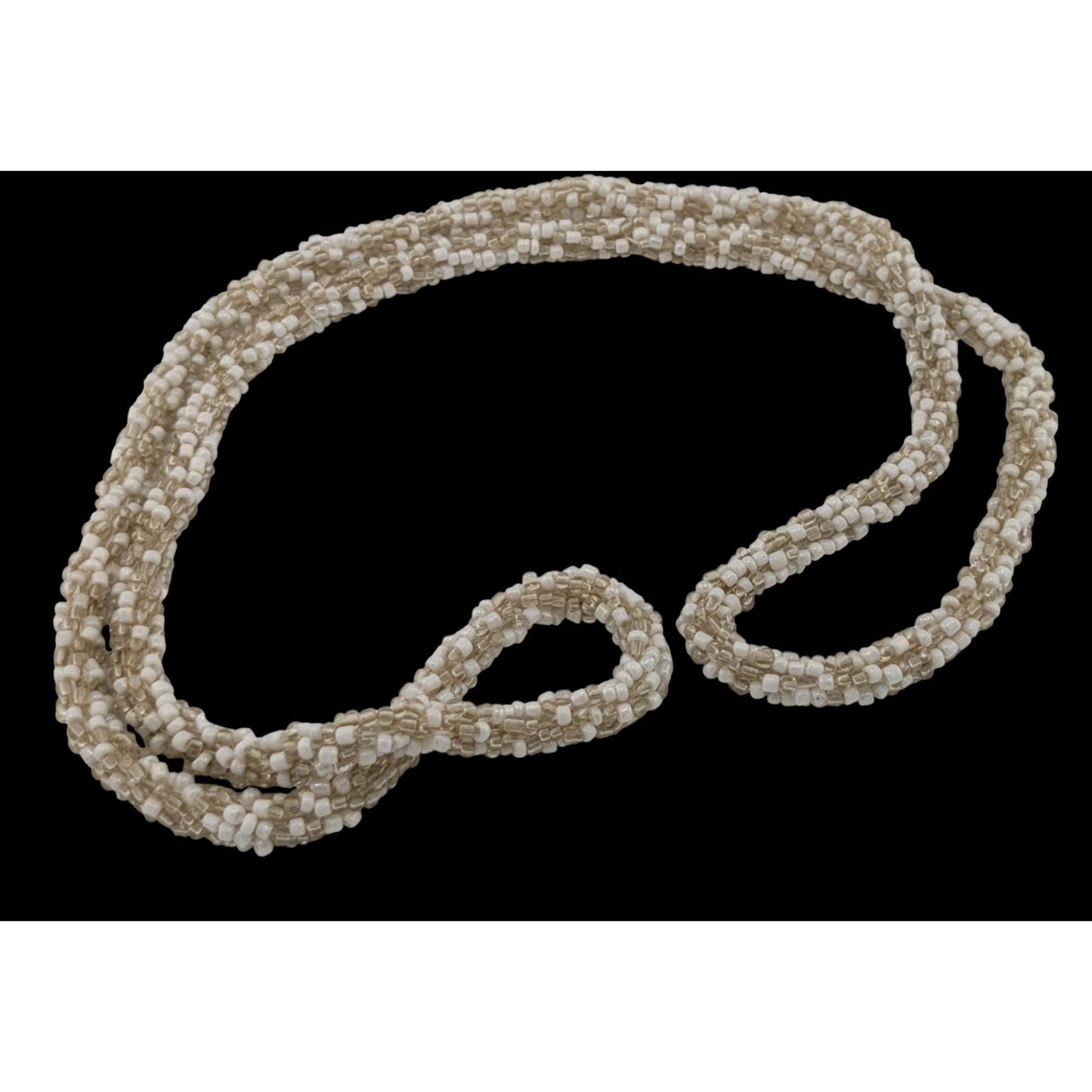 Clear And White Glass Beaded Rope Necklace