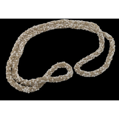 Clear And White Glass Beaded Rope Necklace