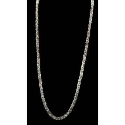 Clear And White Glass Beaded Rope Necklace