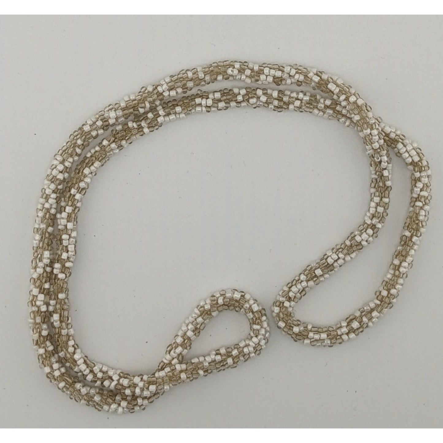Clear And White Glass Beaded Rope Necklace