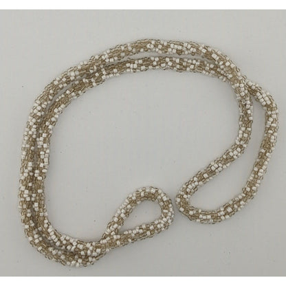 Clear And White Glass Beaded Rope Necklace
