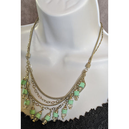 Simply Vera Vera Wang Finge Silver-Tone Layered Necklace With Mint Beads & Crystal Accents