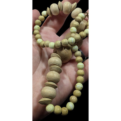 Vintage Handmade Light Wooden Beaded Necklace