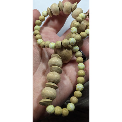 Vintage Handmade Light Wooden Beaded Necklace