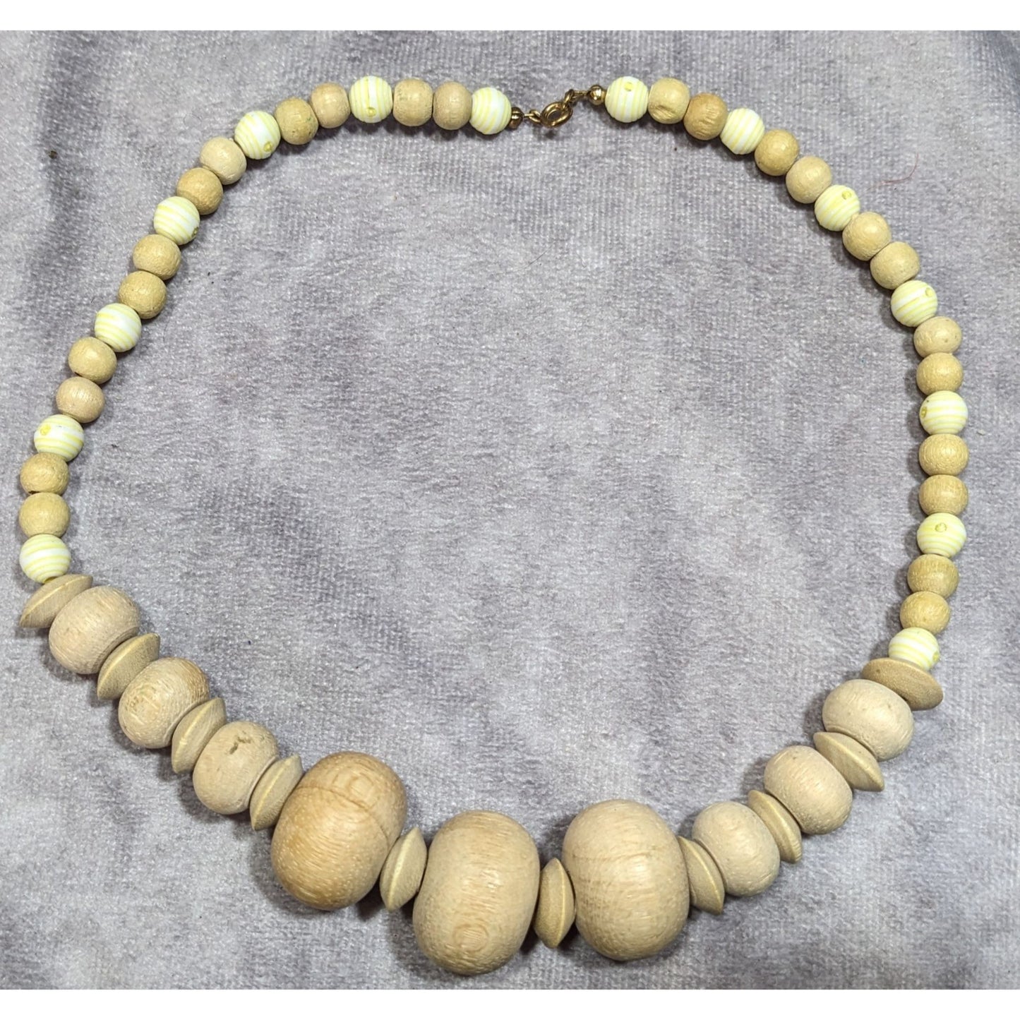 Vintage Handmade Light Wooden Beaded Necklace