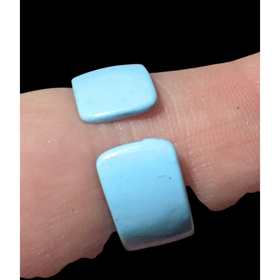 Abstract Blue Metal Enamel Finished Fashion Ring Size 8