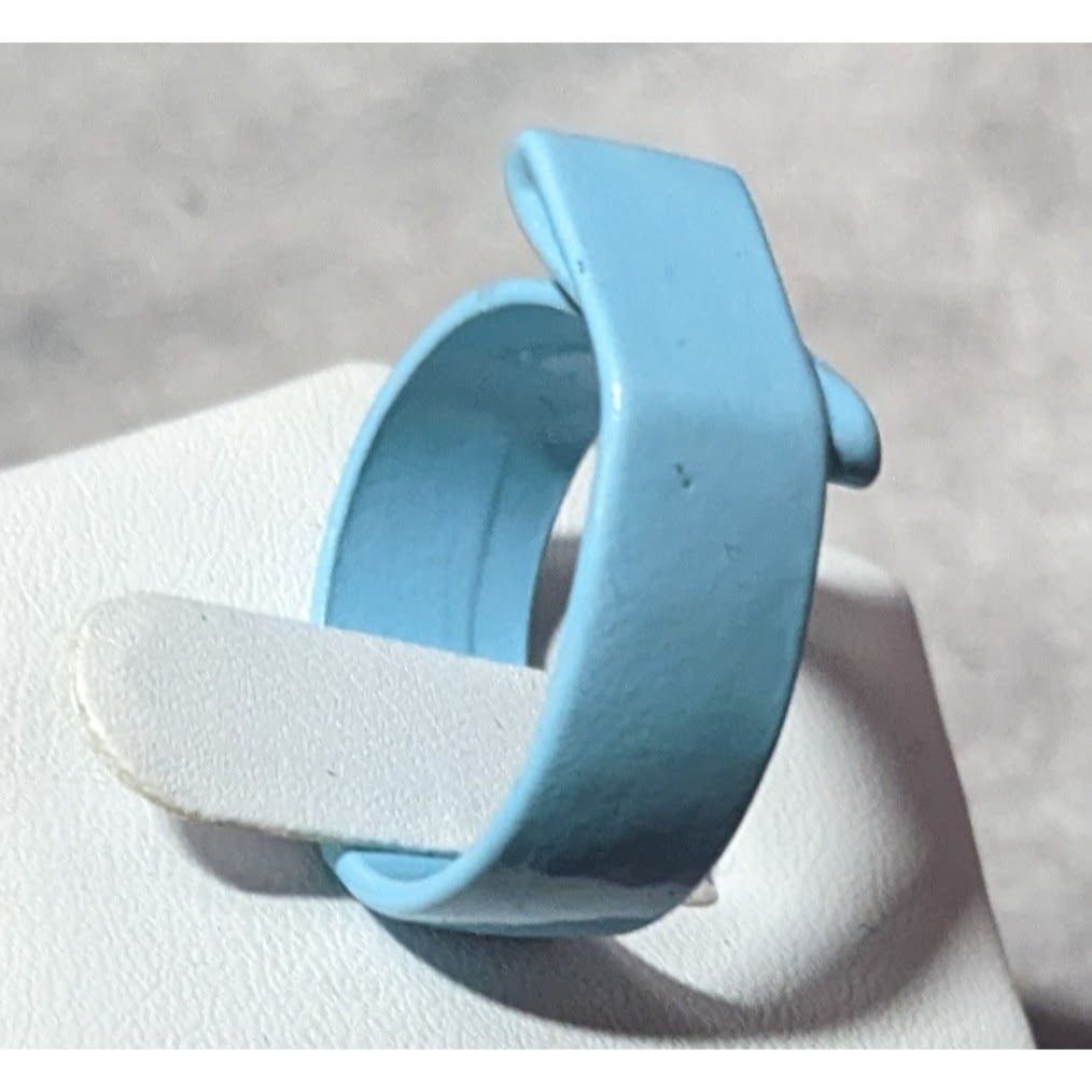 Abstract Blue Metal Enamel Finished Fashion Ring Size 8