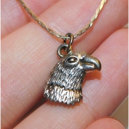 Witchy Gothic Silver Tone Crow Head Pendant Necklace