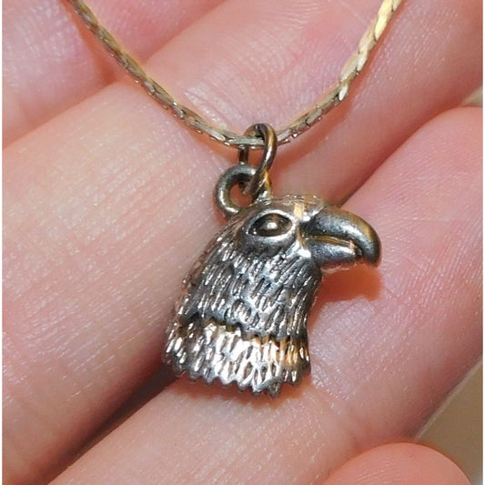 Witchy Gothic Silver Tone Crow Head Pendant Necklace