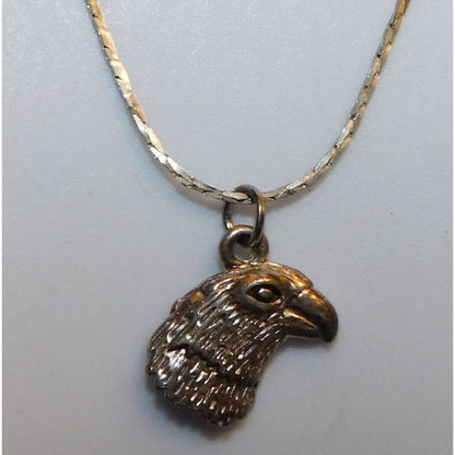 Witchy Gothic Silver Tone Crow Head Pendant Necklace