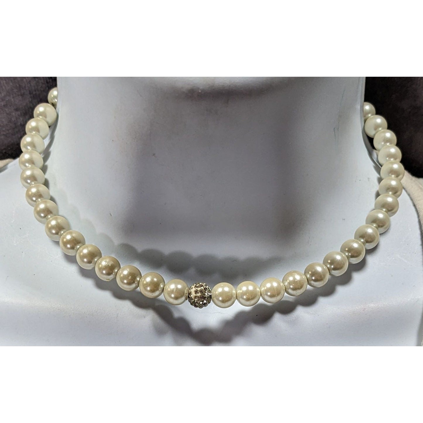 Elegant Glam Faux Pearl And Rhinestone Coil Necklace