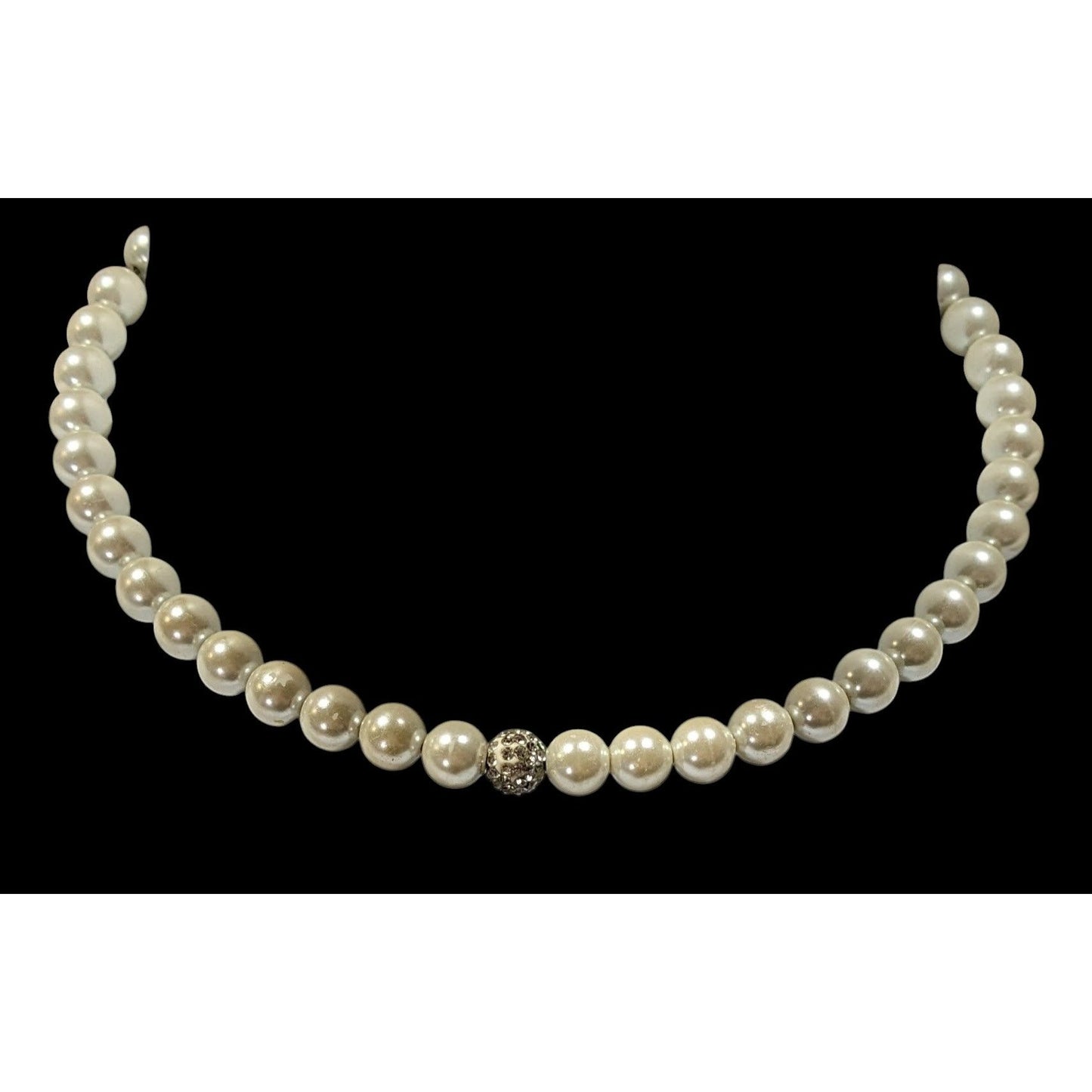 Elegant Glam Faux Pearl And Rhinestone Coil Necklace