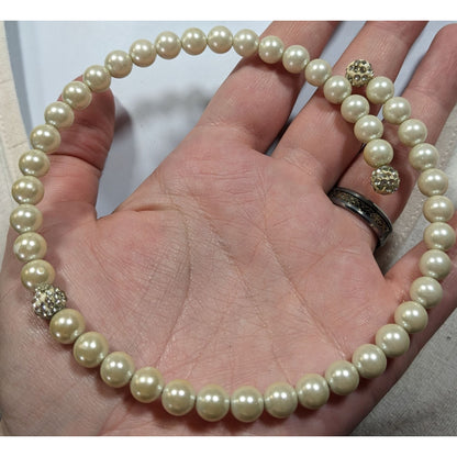 Elegant Glam Faux Pearl And Rhinestone Coil Necklace